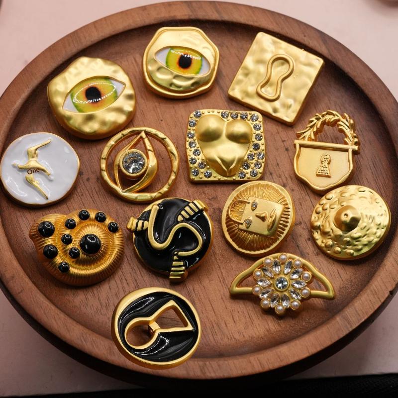 Craft Embellishment - 빈티지 금속 단추 하트 모양 예술적인
