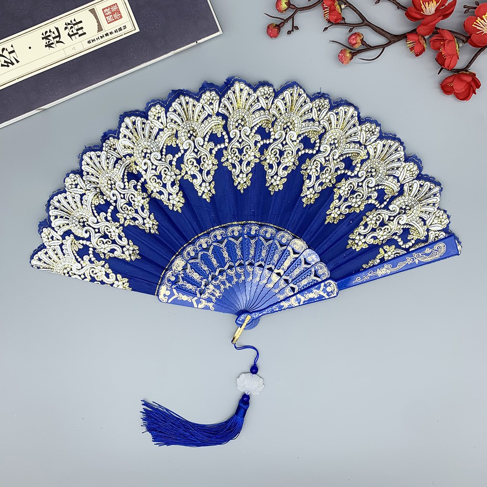 Tassel Fringe Trim - 중국 공예품 레트로 접이식 손부채, 금색