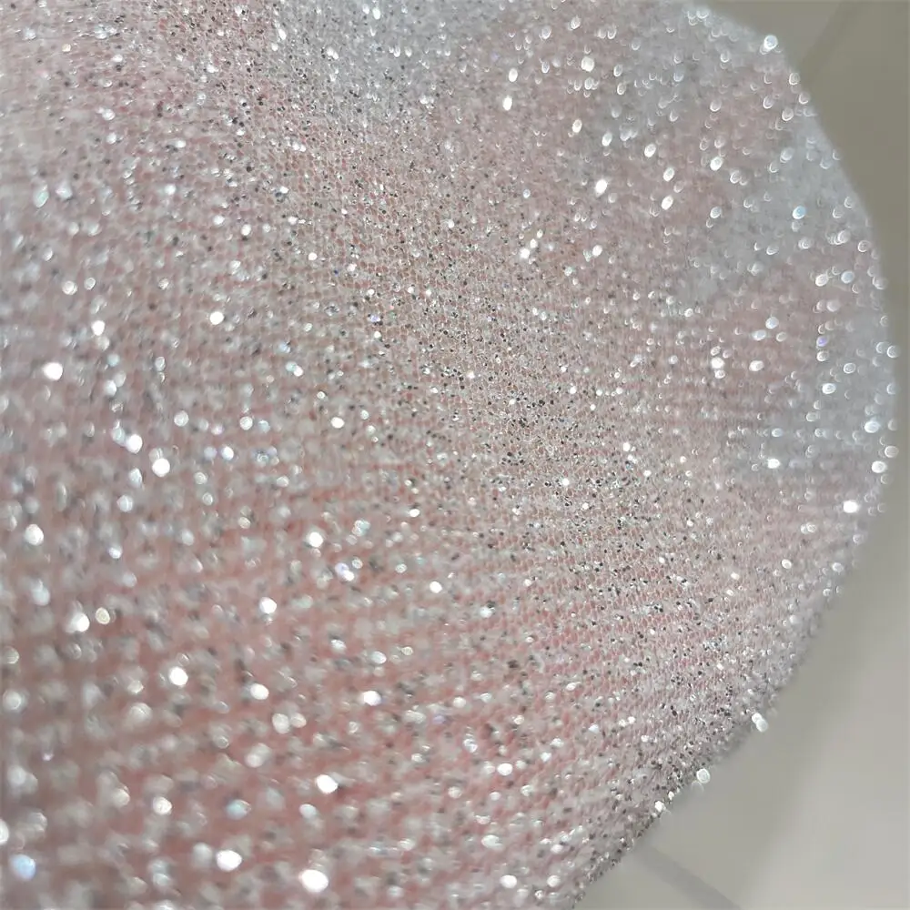 Crystal Mesh Fabric - 초밀도-실버 글리터 네트 원사, 핫 다이아몬드