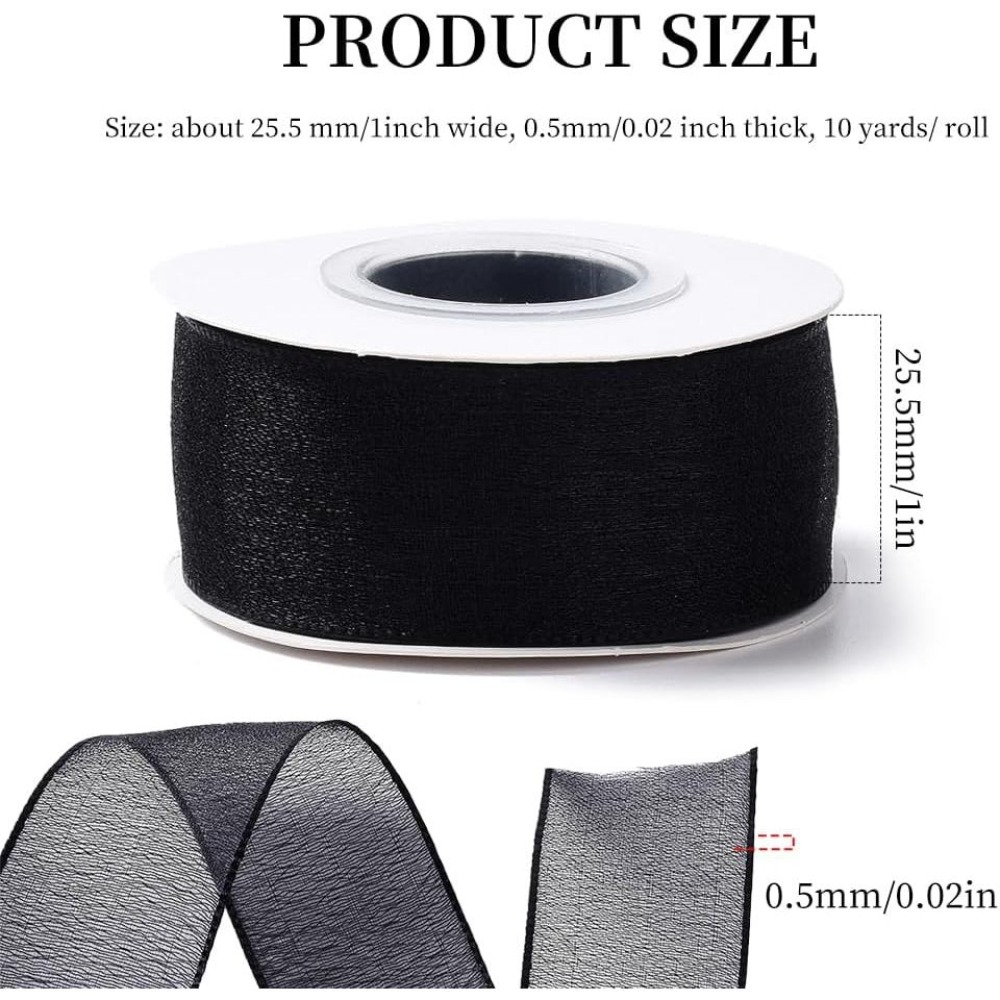 1인치 블랙 오간자 리본 와이어드 시어 메쉬 시폰 리본 - Organza Ribbon Spool 리뷰 및 가격
