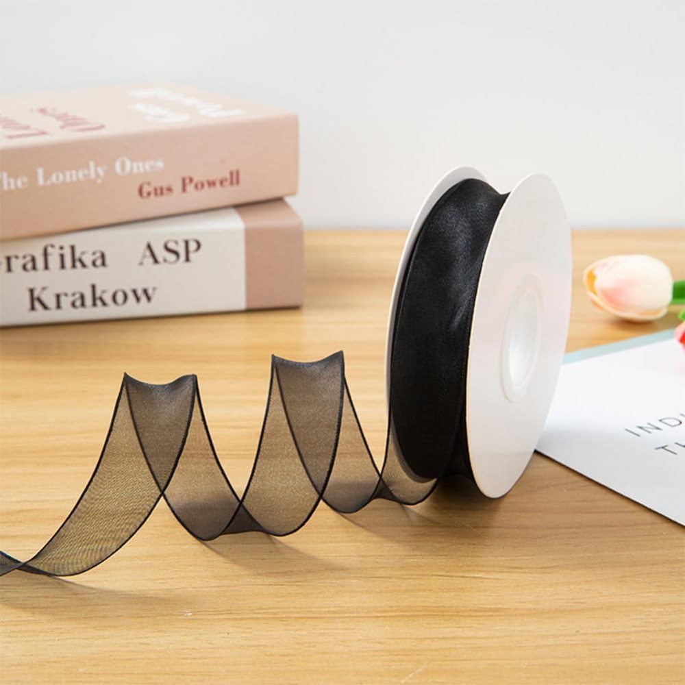 1인치 블랙 오간자 리본 와이어드 시어 메쉬 시폰 리본 - Organza Ribbon Spool 리뷰 및 가격