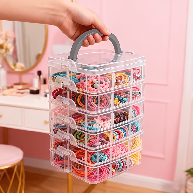 뚜껑과 손잡이가 있는 5겹 투명 수납함, 스냅 잠금 디 - Craft Embellishment Storage 리뷰 및 가격