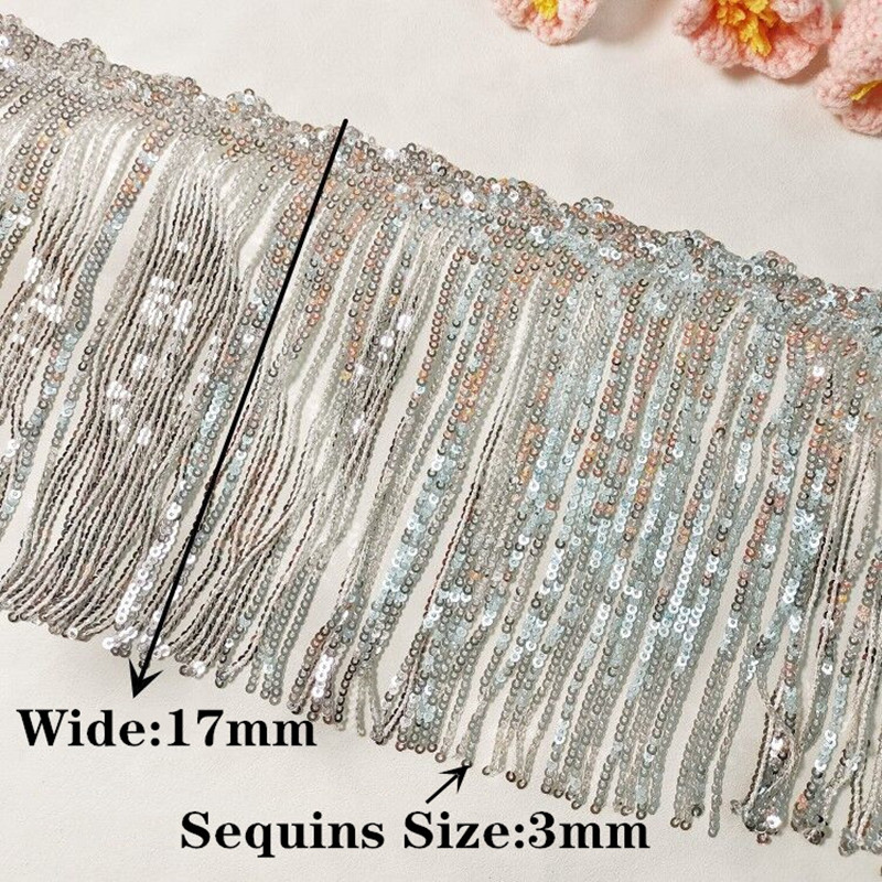 1야드 17cm 글리터 레이저 스팽글 프린지 태슬 레이 - Guipure Lace Panel 리뷰 및 가격