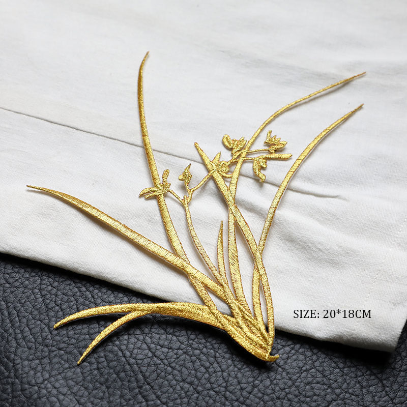 1 조각 20CM X 18CM 난초 수 놓은 의상 패치 - Applique Patch Flower 리뷰 및 가격