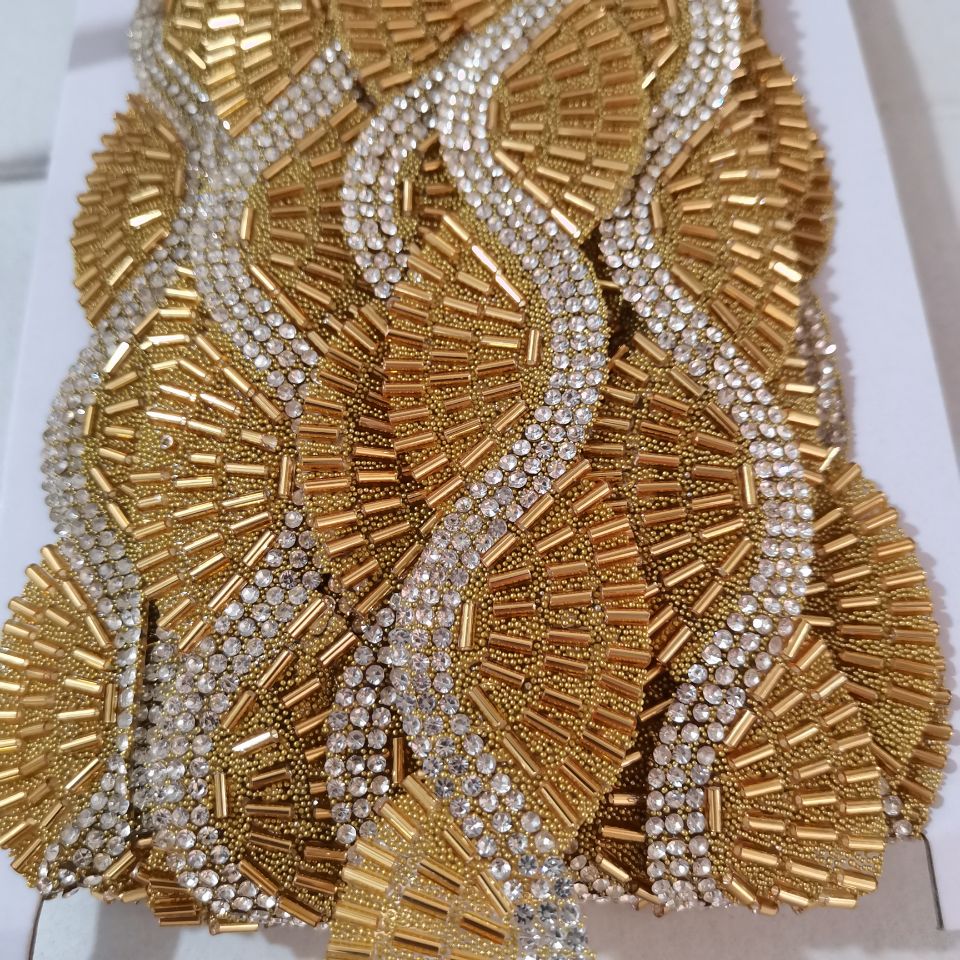 1 야드 라인 석 씨앗 비즈 리본 반짝이 크리스탈 테이 - Craft Embellishment 리뷰 및 가격
