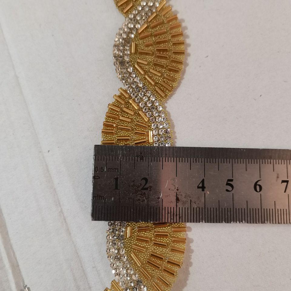 1 야드 라인 석 씨앗 비즈 리본 반짝이 크리스탈 테이 - Craft Embellishment 리뷰 및 가격