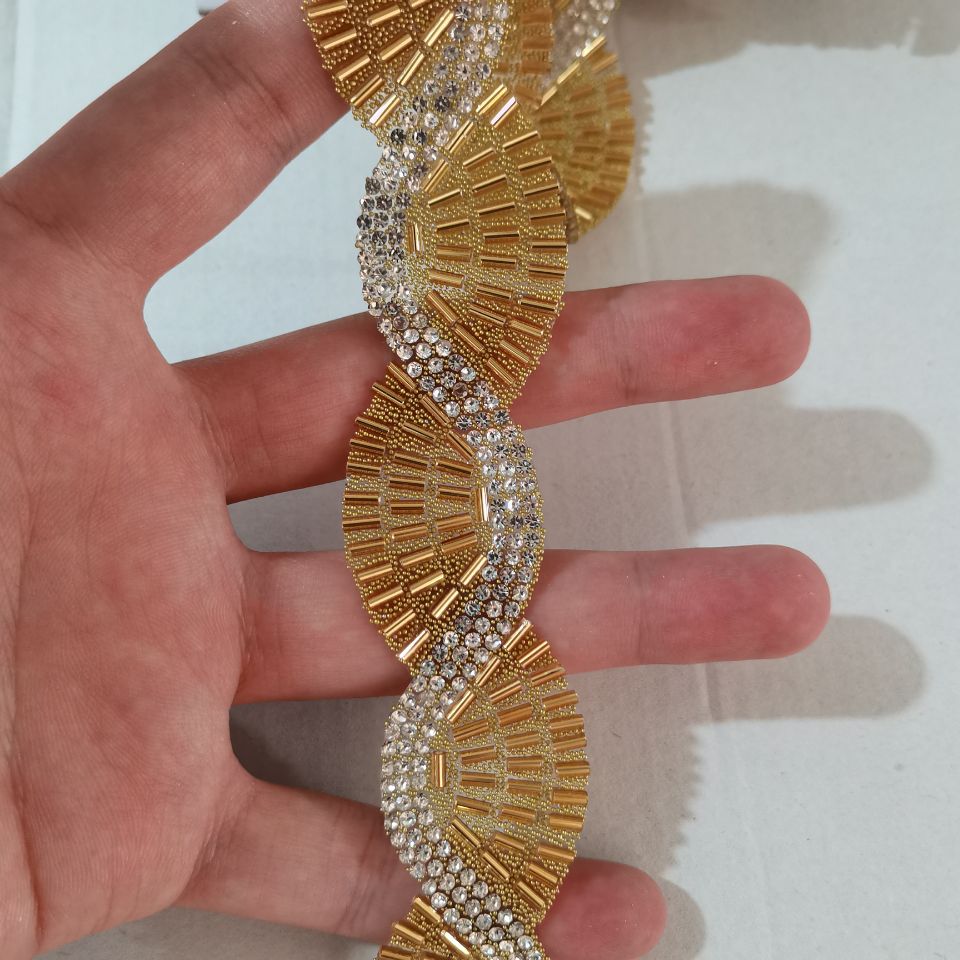 1 야드 라인 석 씨앗 비즈 리본 반짝이 크리스탈 테이 - Craft Embellishment 리뷰 및 가격